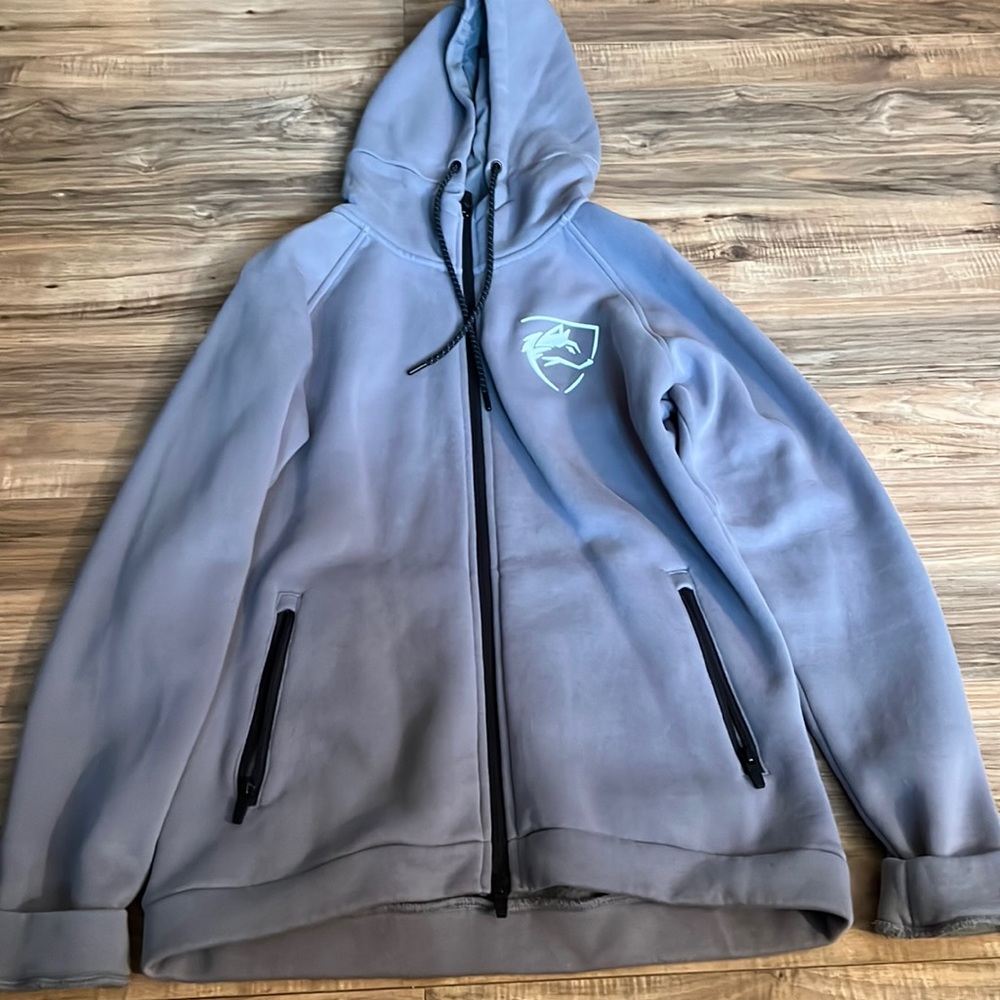Mens Alphalete zip up hoodie grey small